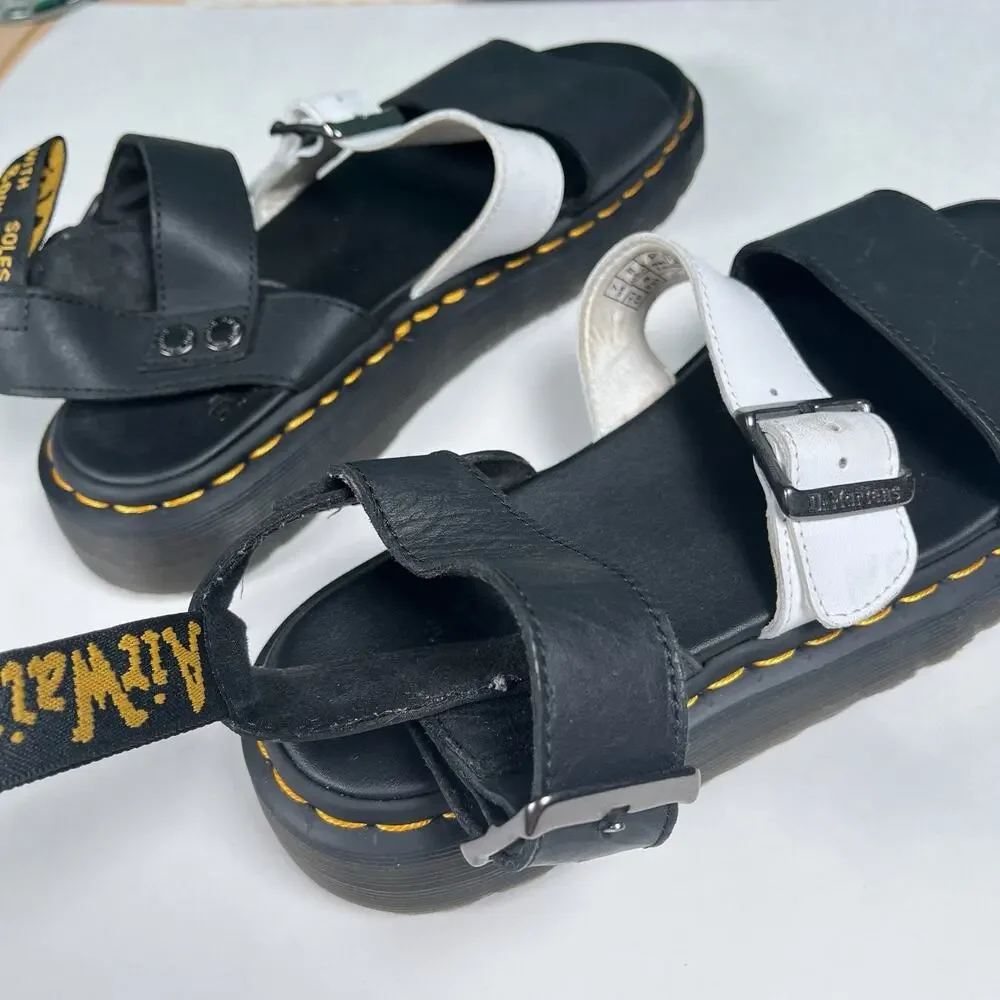Dr. Martens Gryphon Contrast Leather Strap Sandals Black / White Men’s 8
